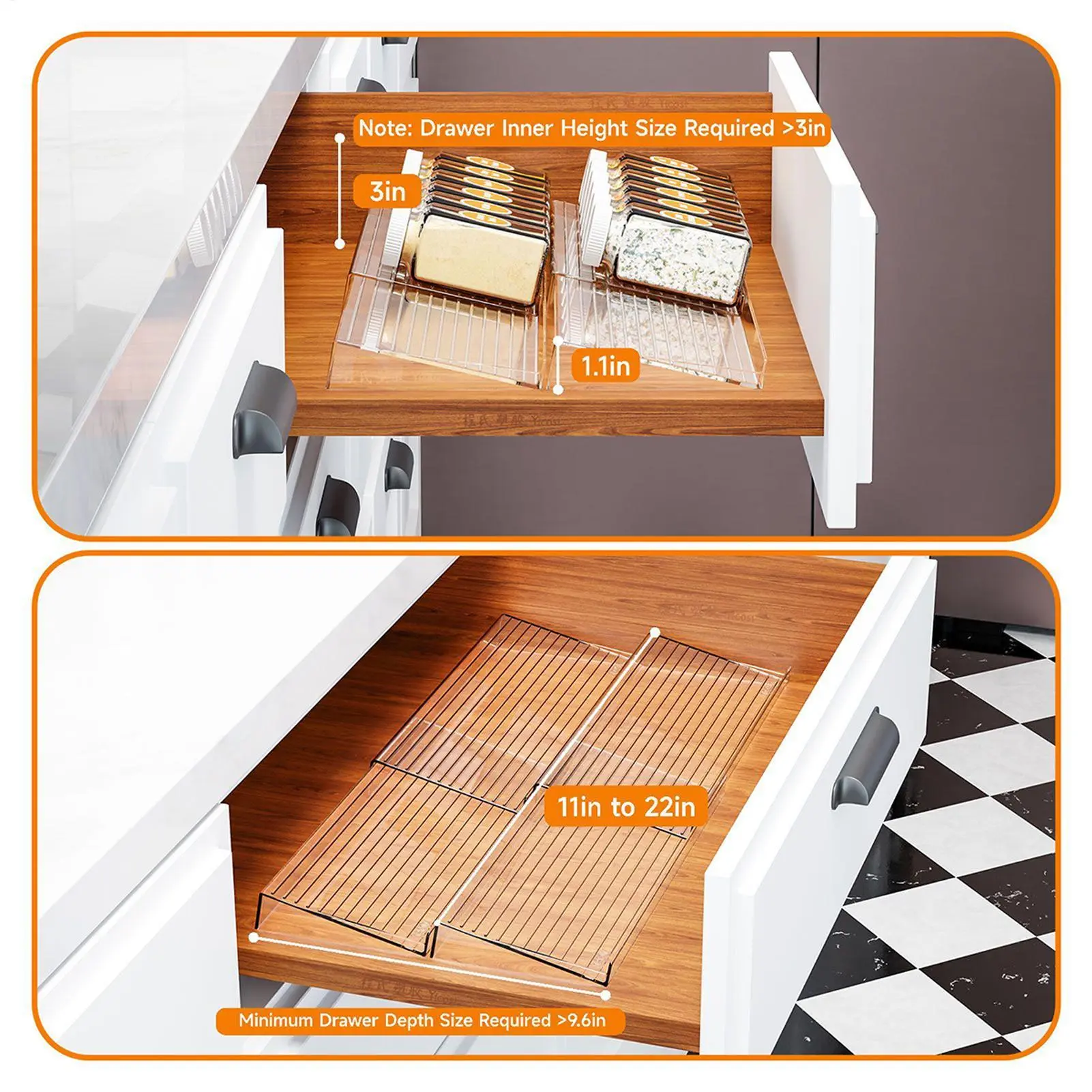 Drawer Seasoning Rack Spices Drawer Organizer 4pcs Space-Saving Cooking Condiment Tray Seasoning Organizer Spices Jars Rack Tray