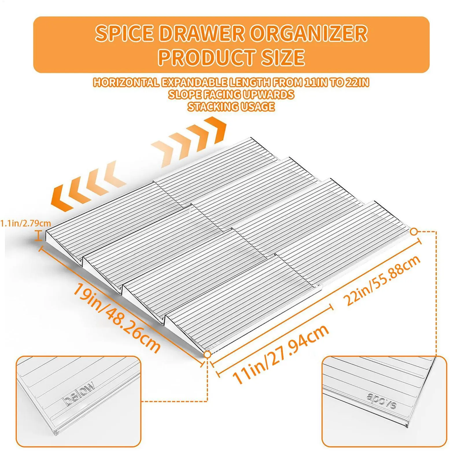 Drawer Seasoning Rack Spices Drawer Organizer 4pcs Space-Saving Cooking Condiment Tray Seasoning Organizer Spices Jars Rack Tray