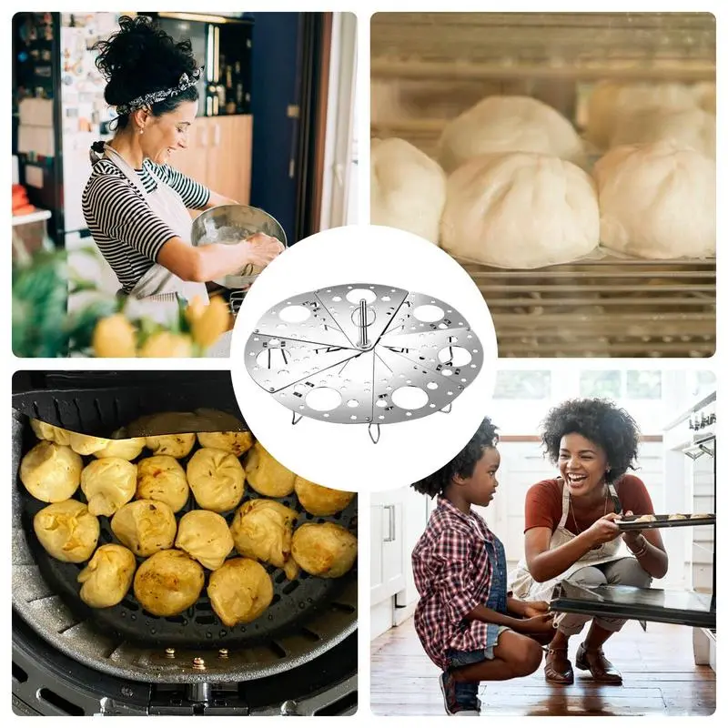 Vegetable Steamer Basket Expandable Stainless Steel Veggie Steamer Basket Thicken Anti-scalding Grip Adjusted Height Folding