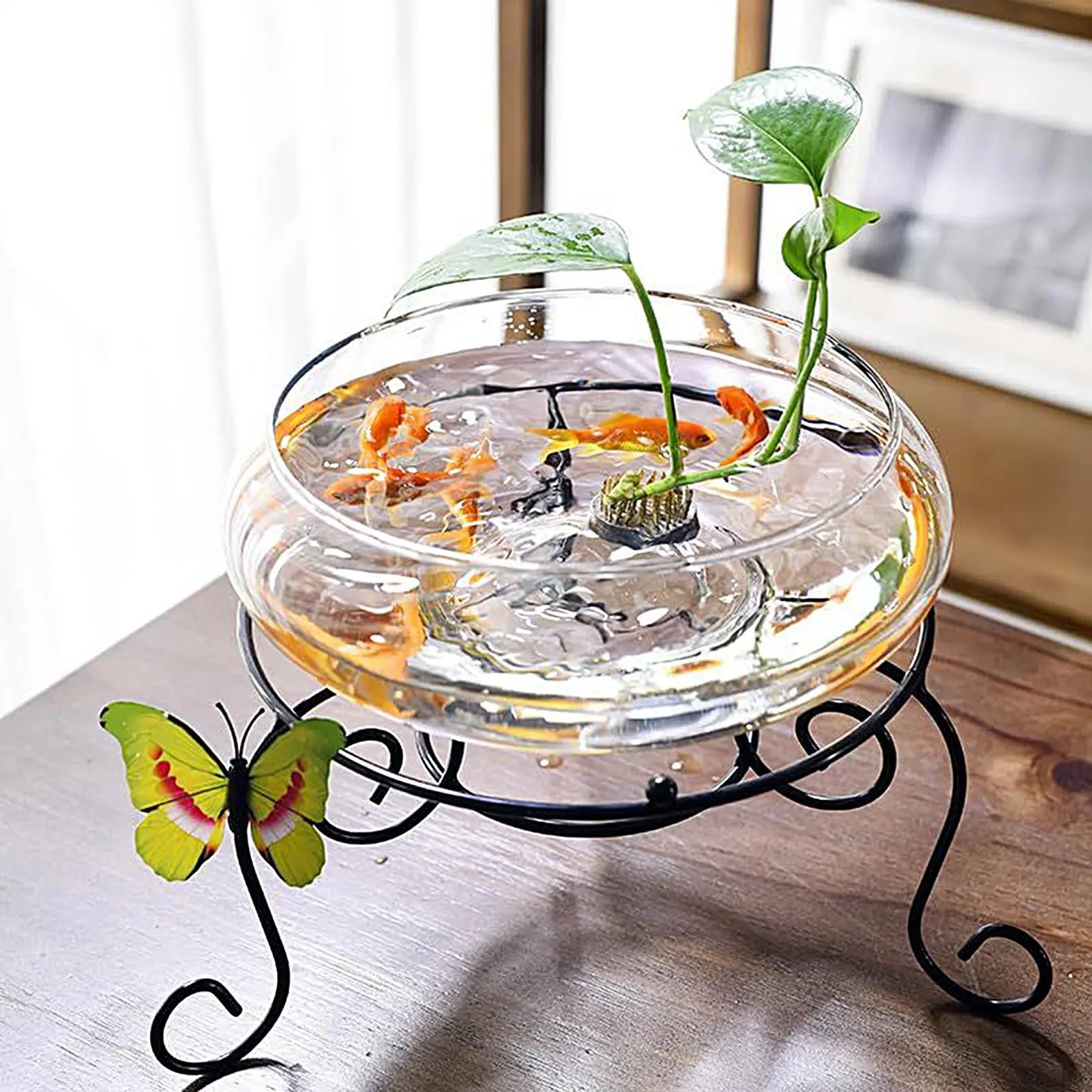 Fish Glass Bowl Glass Large Hydroponics Flower Pot Shallow Round Wide Plants Bowl Small Aquariums Transparent Goldfishes Bowl