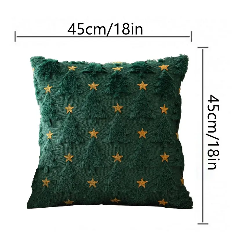 Green Christmas Cushion Covers Soft Plush Fabric Holiday Pillow Cover Christmas Pillowcase Christmas Throw Pillow Cover