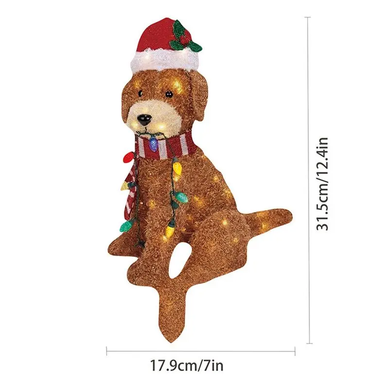 Dog Christmas Yard Signs Dog-Shaped Design Yard Stake Light Up Design Sturdy Yard Ornaments For Courtyard Garden Balcony Trees