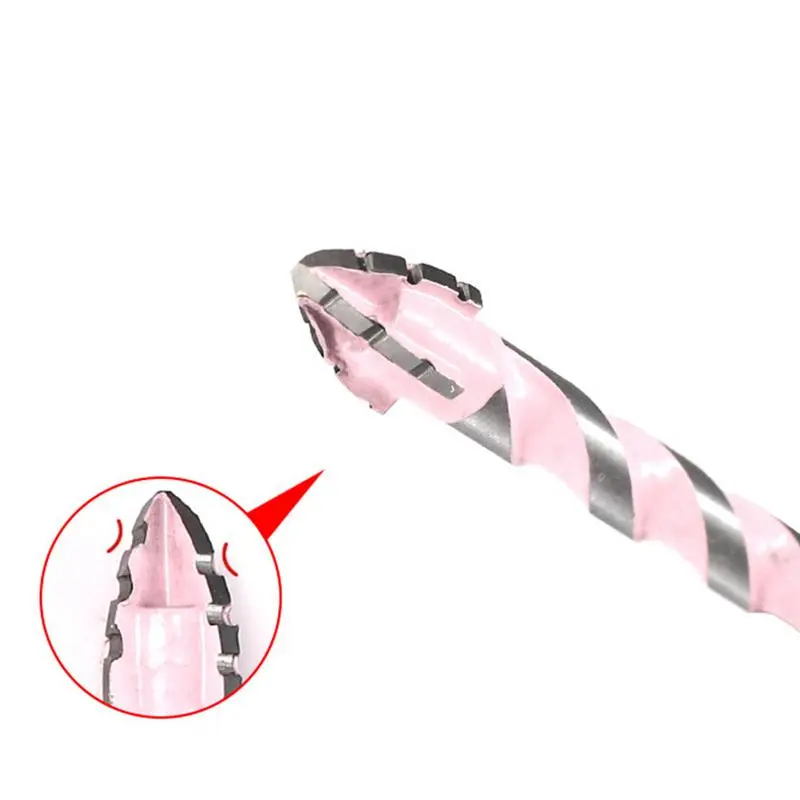 4pcs Masonry Drill Bit Set Concrete Drill Bits Serrated Eccentric Bits Skewed Head High Hardness Tile Drill Bit 4 Flute Drill