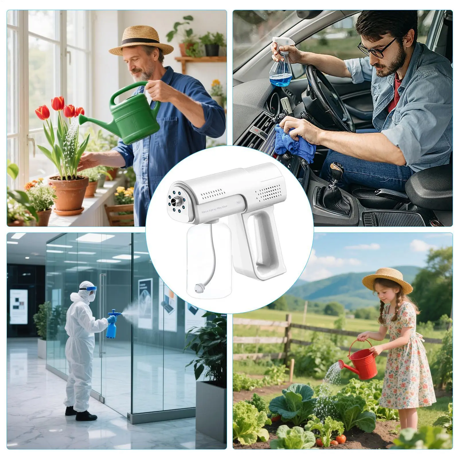 Electric Spray Bottle 300ml Automatic Electric Spray Bottle Mister Leak-Proof Handheld Watering Can Rechargeable Garden Mister