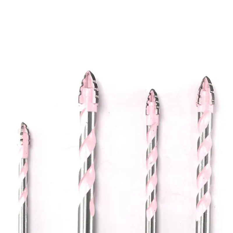 4pcs Masonry Drill Bit Set Concrete Drill Bits Serrated Eccentric Bits Skewed Head High Hardness Tile Drill Bit 4 Flute Drill
