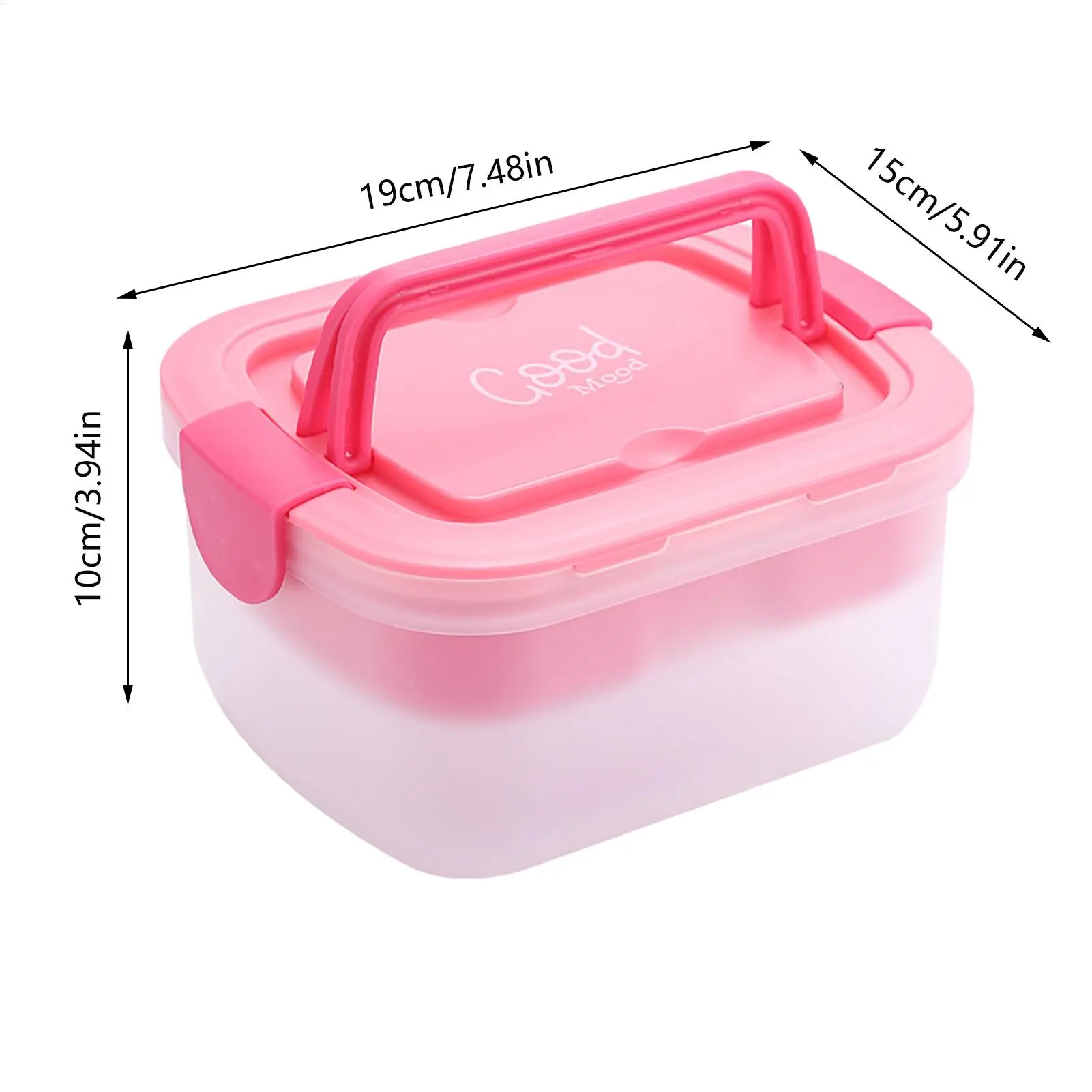 Cartoon Lunch Box with Handle Kids Snack Box 4-Compartment Toppings Tray Divided Microwave Oven Bento Box Food Container