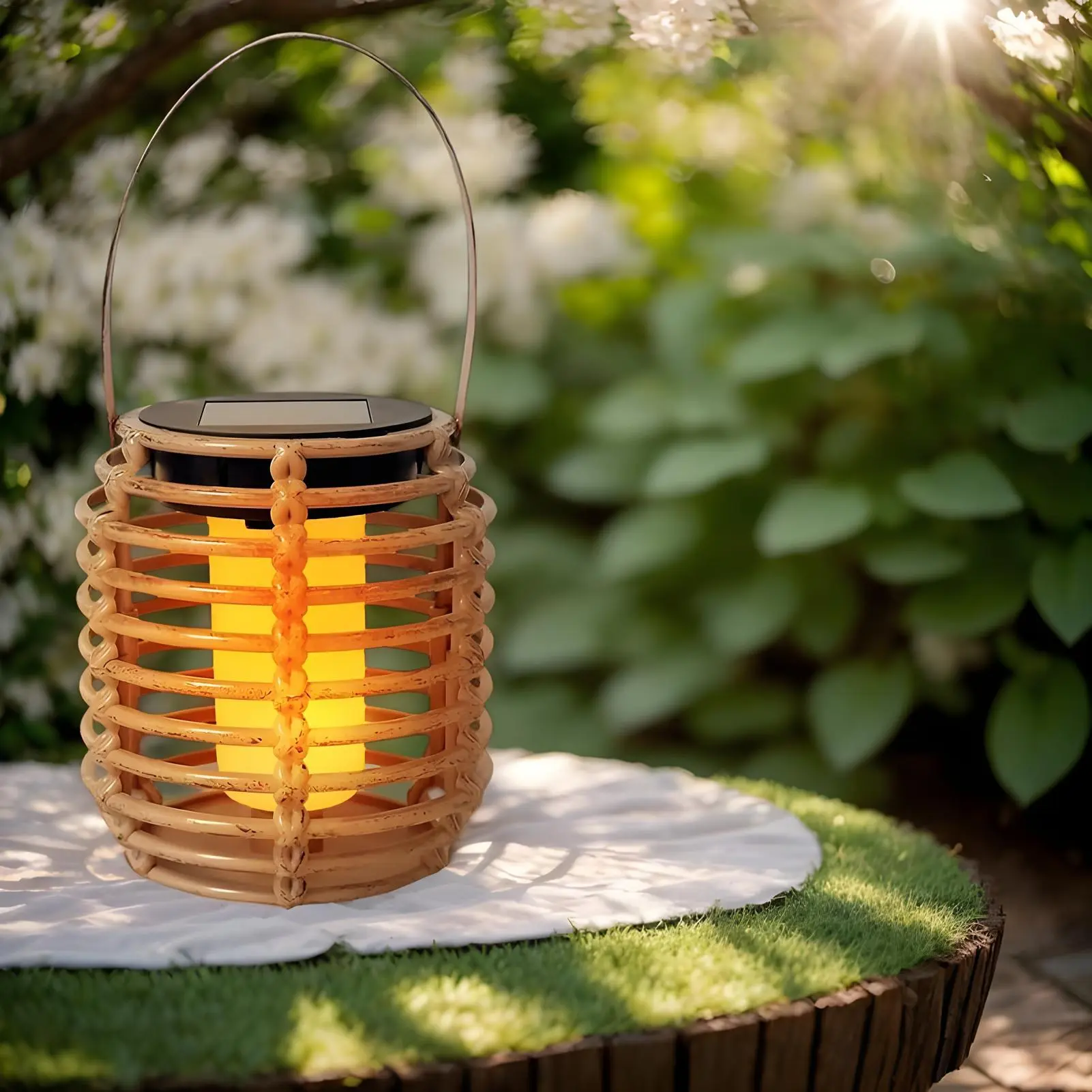 Solar Garden Lights Outdoor Solar Lantern Lights Outdoor Decor Rattan Waterproof Decorative Lantern For Yard Patio Pathway Trees