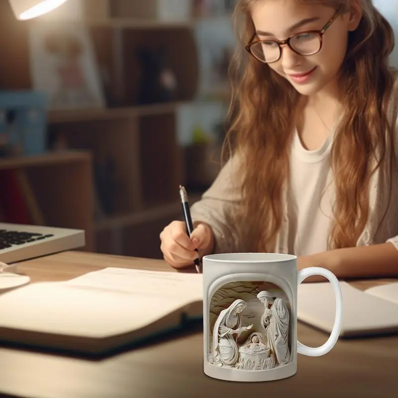Nativity Scene Mug 350ml Nativity Winter Ceramic Tea Cups Coffee Latte Mug Aesthetic Mug Coffee Table Decor For Milk Tea Coffee
