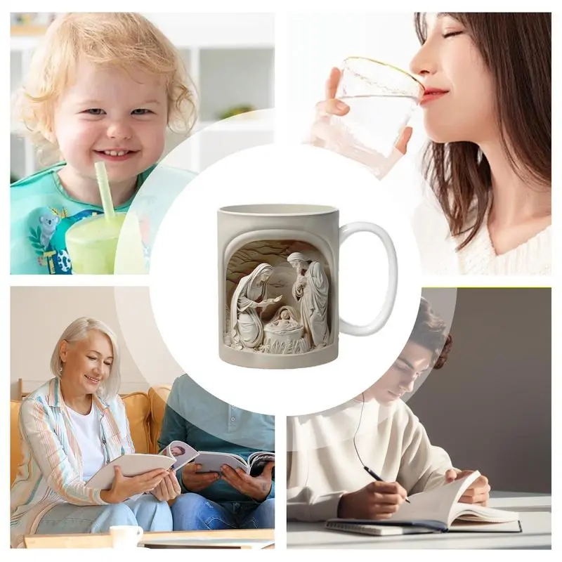 Nativity Scene Mug 350ml Nativity Winter Ceramic Tea Cups Coffee Latte Mug Aesthetic Mug Coffee Table Decor For Milk Tea Coffee