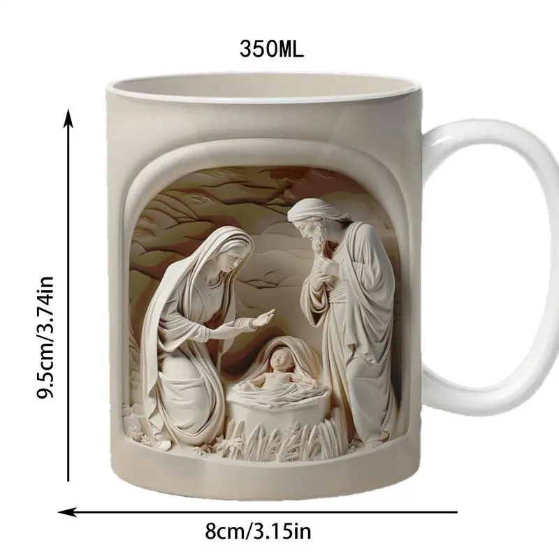 Nativity Scene Mug 350ml Nativity Winter Ceramic Tea Cups Coffee Latte Mug Aesthetic Mug Coffee Table Decor For Milk Tea Coffee