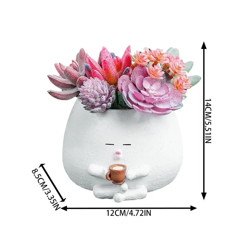 Cute Plant Pots Creative Resin Planter Garden Statue Coffee Cylinder Small Flower Pots with Drainage Holes Succulent Plant Pot