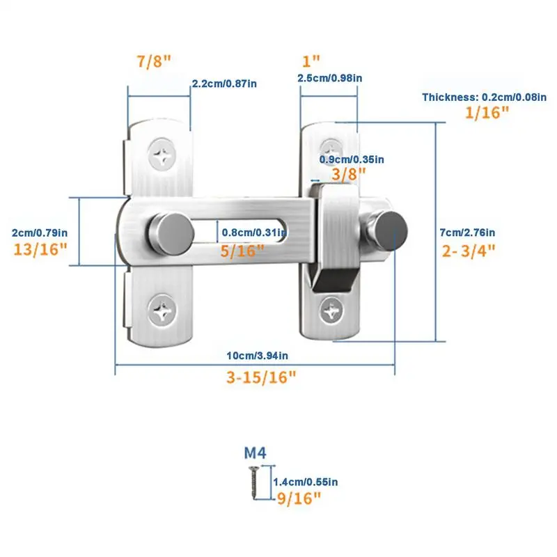 Security Gate Latch For Barn Stainless Steel Latch For Barn Gate Heavy-Duty Sliding Door Latch Barn Lock For Fence Window