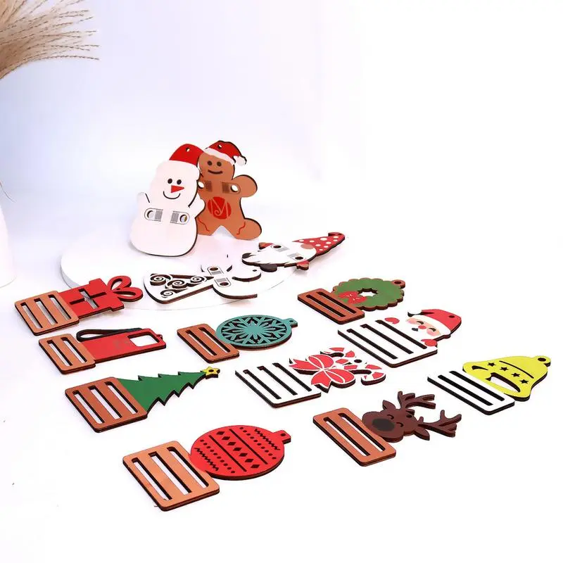 14pcs Christmas Money Holders For Cash Wooden Cash Holder Double Layer Christmas Money Holder Decoration Christmas hanging