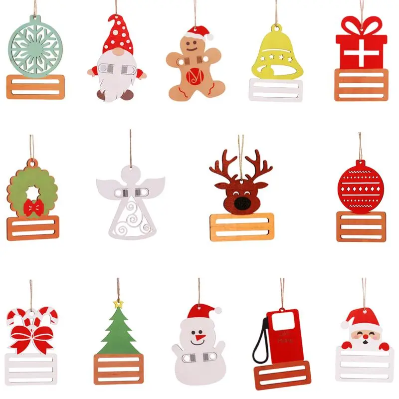 14pcs Christmas Money Holders For Cash Wooden Cash Holder Double Layer Christmas Money Holder Decoration Christmas hanging