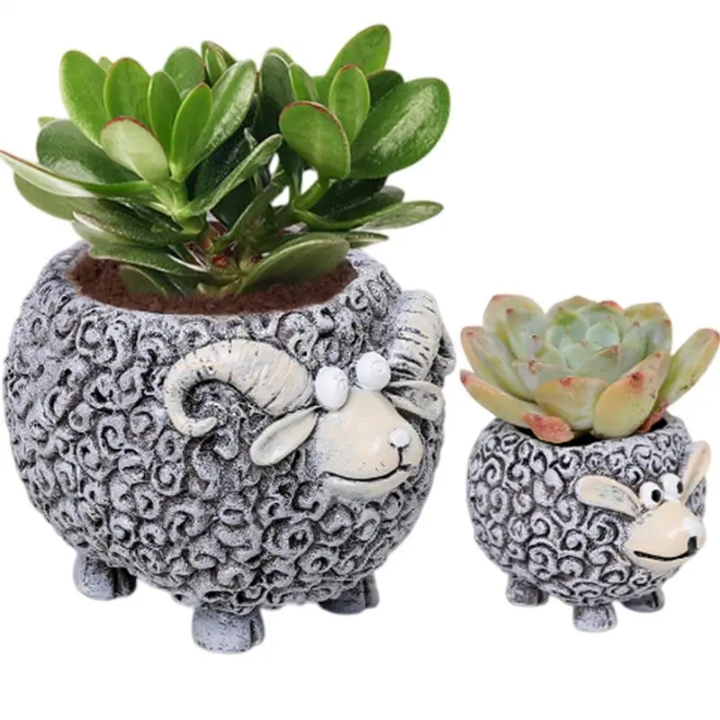 Resin Planter Pot Cartoon goat flower pot Sheep succulent flower pot Cute lamb flower pot Cactus Garden Flowerpot Succulent Pots