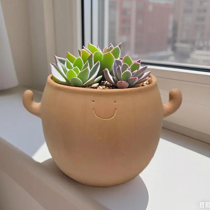 Smiling Face Flower Pot Plants Succulent Pot Face Planter Pot Smiling Face Planter Garden Plant Container For Indoor Outdoor
