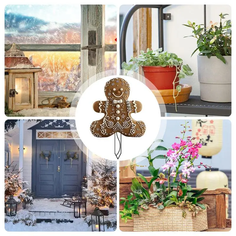 Gingerbread Yard Signs Acrylic 2D Flat Christmas Sign Gingerbread Weatherproof Plug Garden Decoration Seasonal Gingerbread Signs
