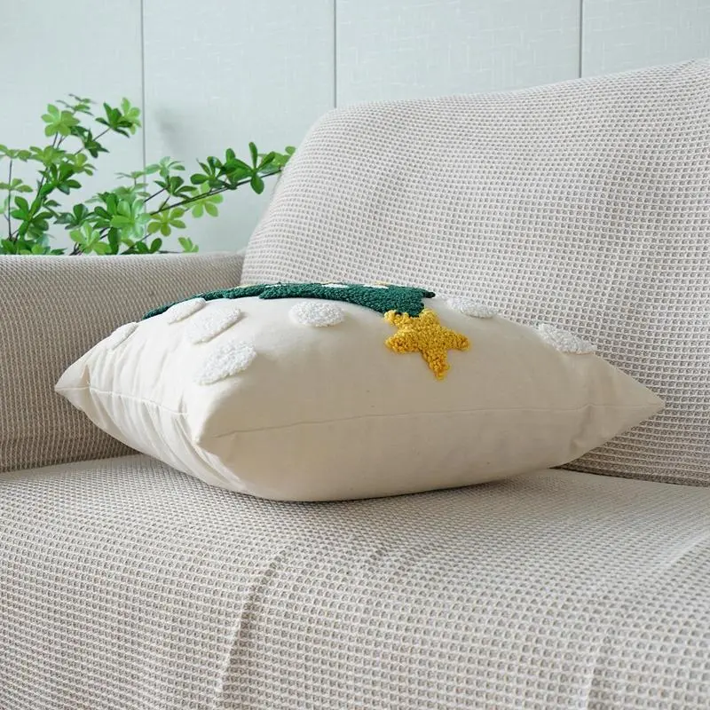 Christmas Tree Pillow Covers 18x18in Christmas Pillow Cases Embroideried Pillowcase Invisible Zipper Decorative Pillow Cover