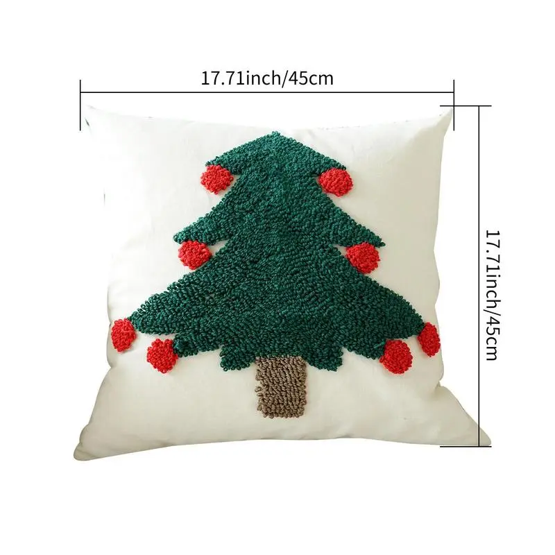 Christmas Tree Pillow Covers 18x18in Christmas Pillow Cases Embroideried Pillowcase Invisible Zipper Decorative Pillow Cover