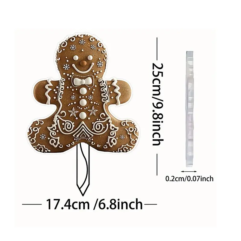 Gingerbread Yard Signs Acrylic 2D Flat Christmas Sign Gingerbread Weatherproof Plug Garden Decoration Seasonal Gingerbread Signs