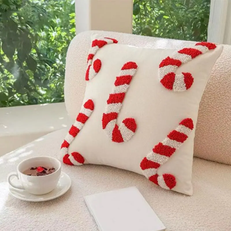 Winter Throw Pillow Covers Peppermint Candy Cushion Covers 45x45cm/18x18inch Peppermint Candy Winter Cushion Covers For