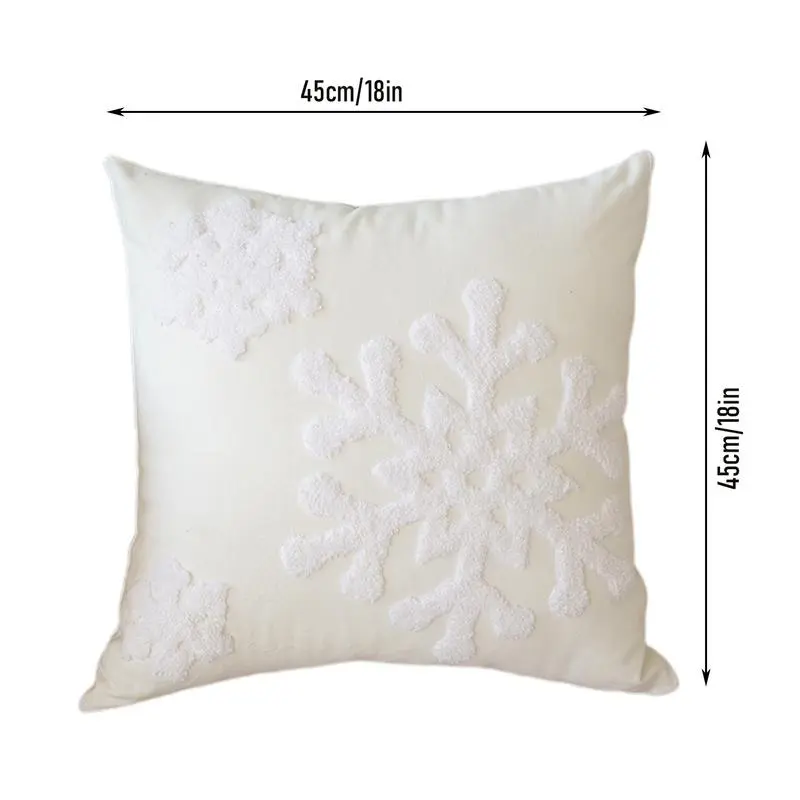 Christmas Embroidered Snowflake Pillowcase 18X18 Inch Decorative Cushion Pillowcase Throw Pillow Embroidery Cover Zipper Closure