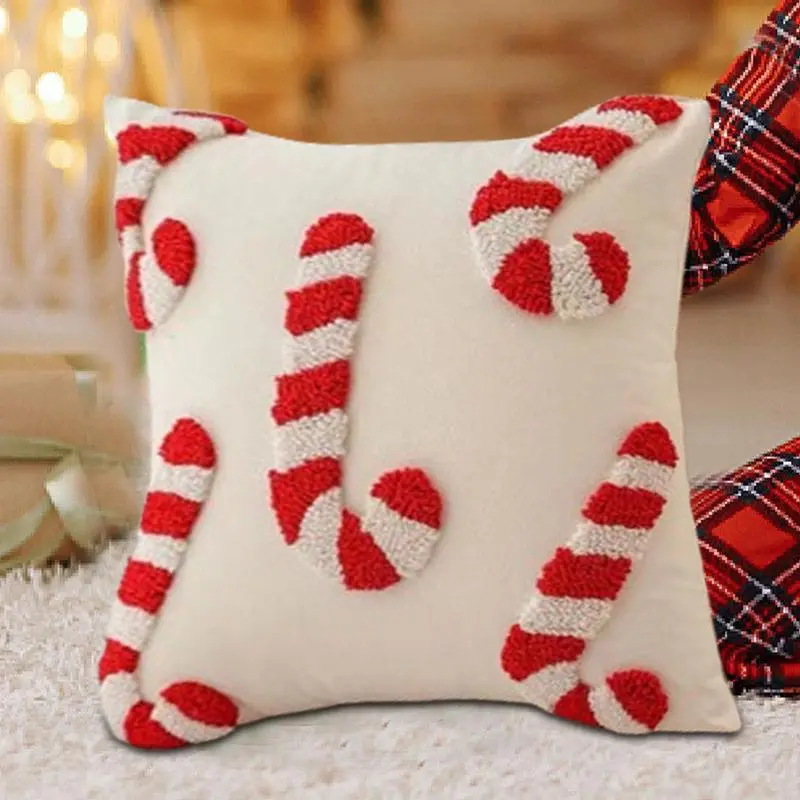 Winter Throw Pillow Covers Peppermint Candy Cushion Covers 45x45cm/18x18inch Peppermint Candy Winter Cushion Covers For