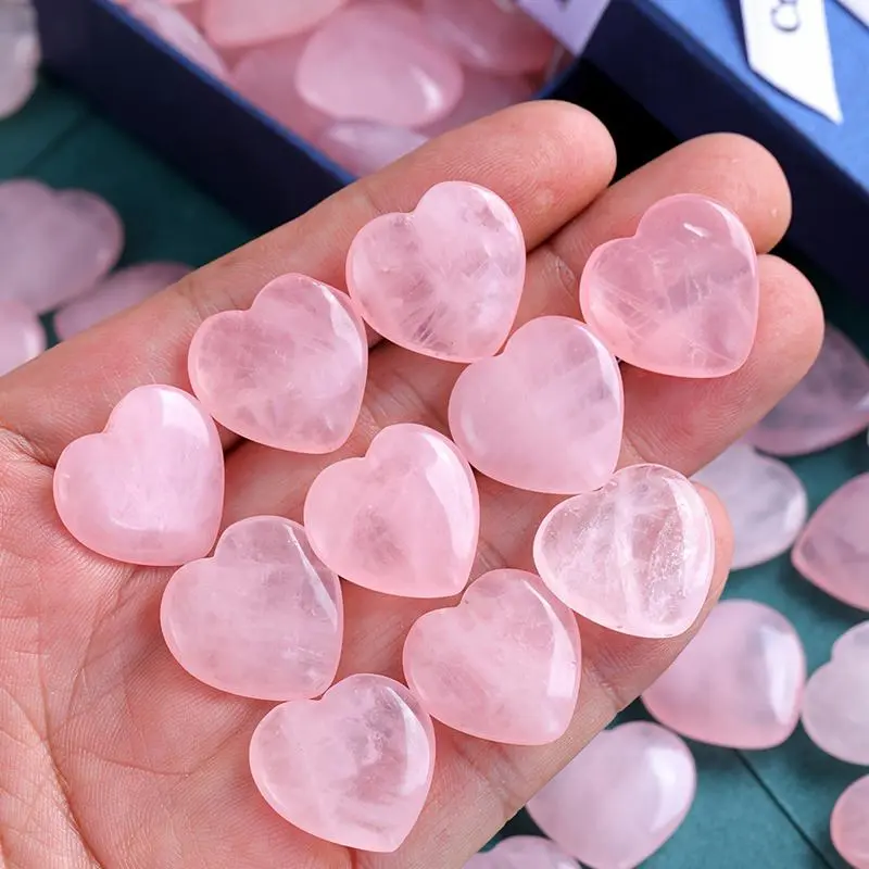Pink Heart Shaped Stones 30X Love Crystal Stones Set Crystals Heart Stone Natural Crystals Stone Heart Shaped Rocks for Women