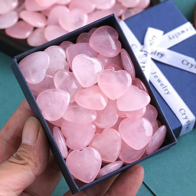 Pink Heart Shaped Stones 30X Love Crystal Stones Set Crystals Heart Stone Natural Crystals Stone Heart Shaped Rocks for Women