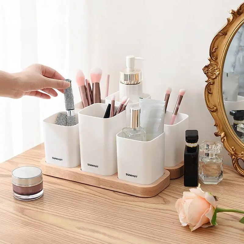 Kitchen Utensil Holder For Countertop Kitchen Utensil Holder With Wood Base Utensil Holder Comfortable Grip For Kitchen Bathroom