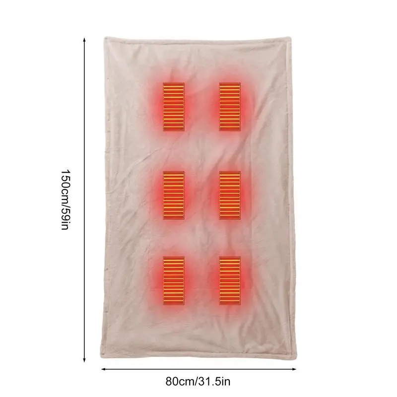 Heated Blanket 59x33.5 Inch Heated Blanket For Nap Poncho Wrap Adjustable Electric Lap Blanket Throw Breathable Wearable Blanket