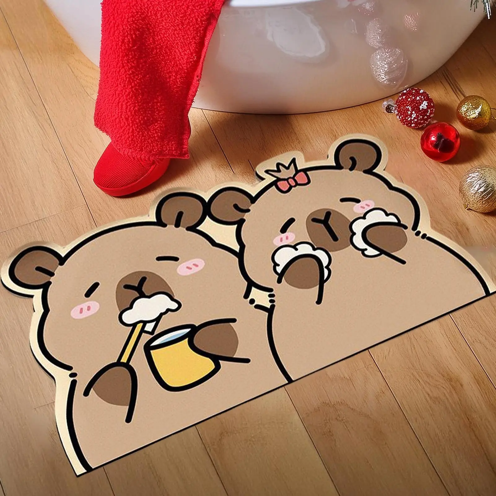 Shower Rug Non Slip Bathroom Mat Capybara Rug Diatom Mud Carpet Quick Dry Bathmat Soft Shower Accessories For Home Kitchen
