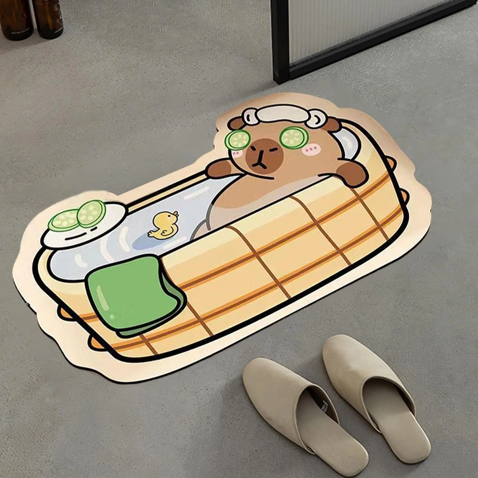 Shower Rug Non Slip Bathroom Mat Capybara Rug Diatom Mud Carpet Quick Dry Bathmat Soft Shower Accessories For Home Kitchen
