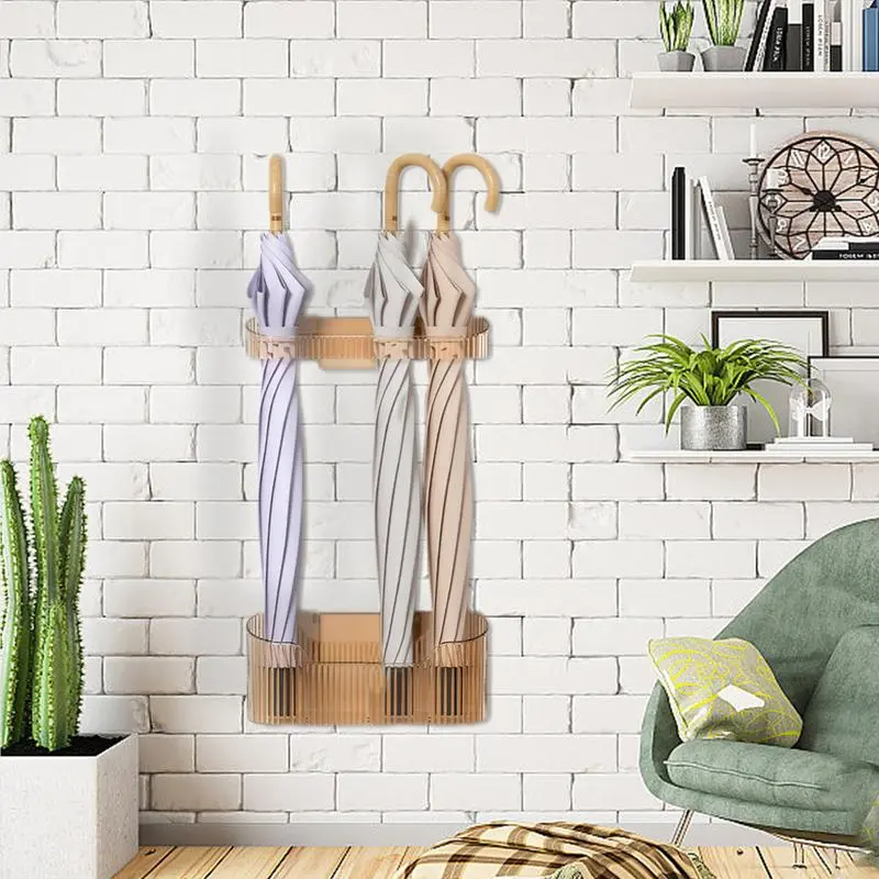 Umbrella Stands For Entryway Wall Mount Umbrella Rack Space-Saving Adjustable Umbrella Stand Basket Organizer For Long And Short