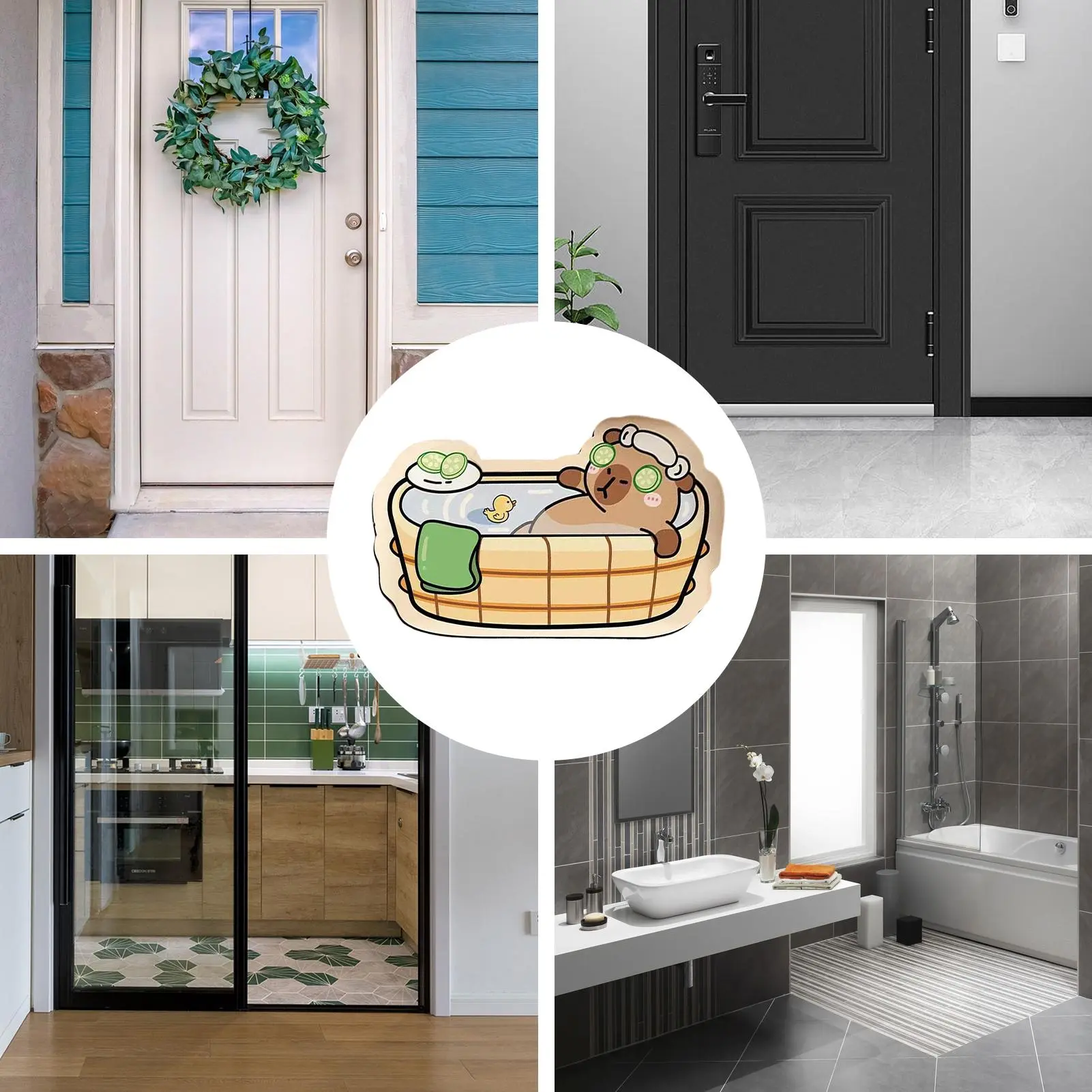 Shower Rug Non Slip Bathroom Mat Capybara Rug Diatom Mud Carpet Quick Dry Bathmat Soft Shower Accessories For Home Kitchen