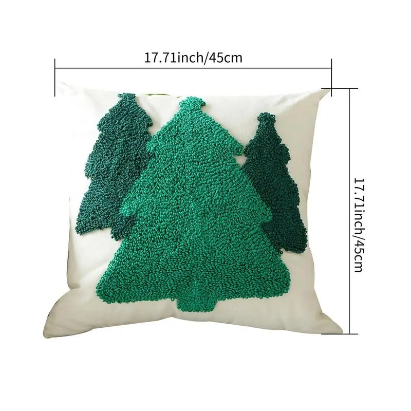 Christmas Cushion Case Soft Cozy Embroideried Pillowcase Cushion Case Christmas Element Design Throw Pillow Cover For Home Decor