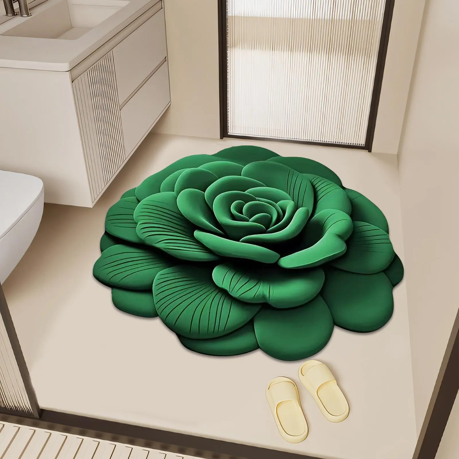 Bath Mats For Bathroom Non Slip 3D Floral Anti-Skid Bathroom Shower Mat Multipurpose Entryway Carpet For Doorways Gates
