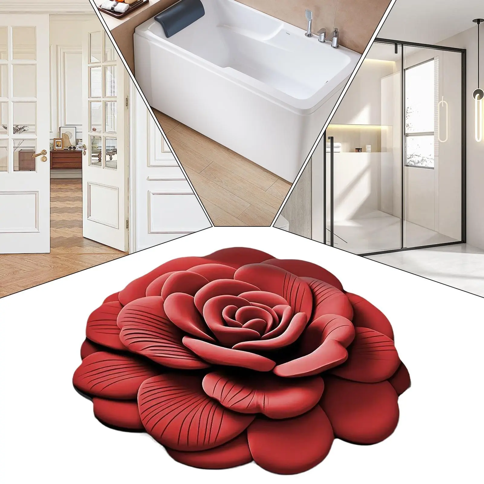 Bath Mats For Bathroom Non Slip 3D Floral Anti-Skid Bathroom Shower Mat Multipurpose Entryway Carpet For Doorways Gates