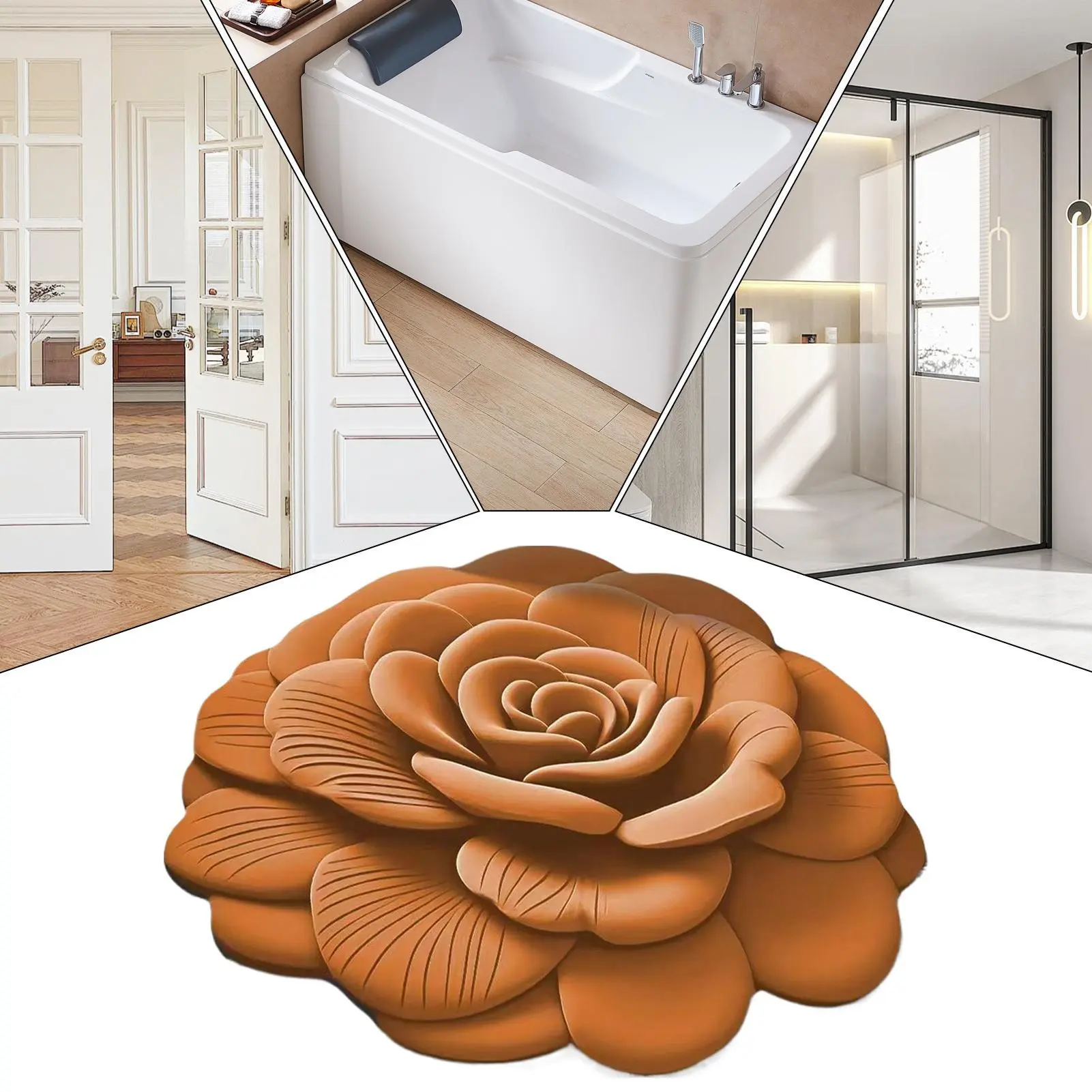 Bath Mats For Bathroom Non Slip 3D Floral Anti-Skid Bathroom Shower Mat Multipurpose Entryway Carpet For Doorways Gates