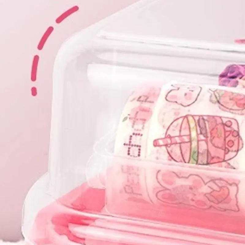 Stationery Tool Box Handled Pink Tool Box Portable Storage Box Clear Multi-Layer Storage Organizer Multipurpose Medicine Box For
