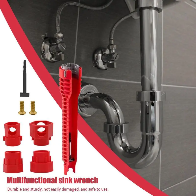 Faucet And Sink Wrench Spanner Tool Installer Ratchet Wrench 14 In 1 Sink Wrench Water Pipe Puller Multifunction Sink Wrench For