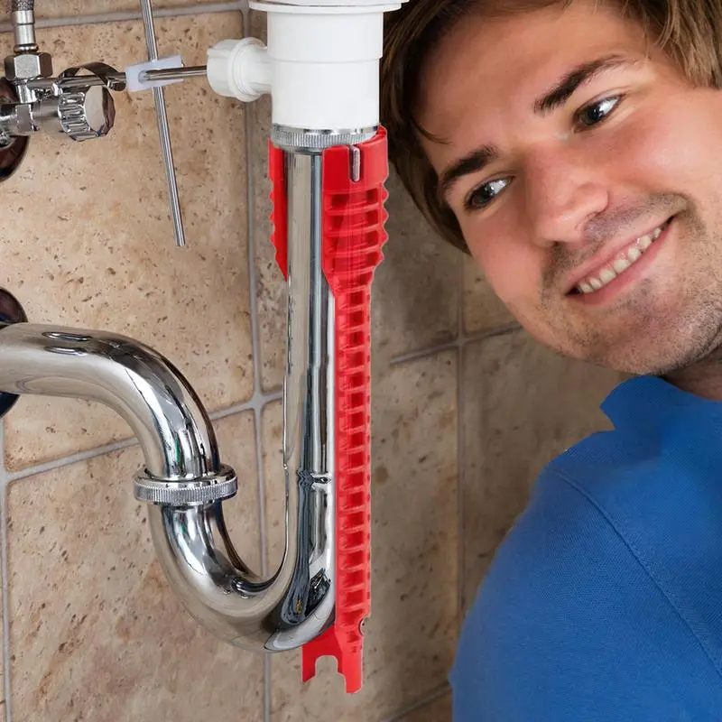 Faucet And Sink Wrench Spanner Tool Installer Ratchet Wrench 14 In 1 Sink Wrench Water Pipe Puller Multifunction Sink Wrench For