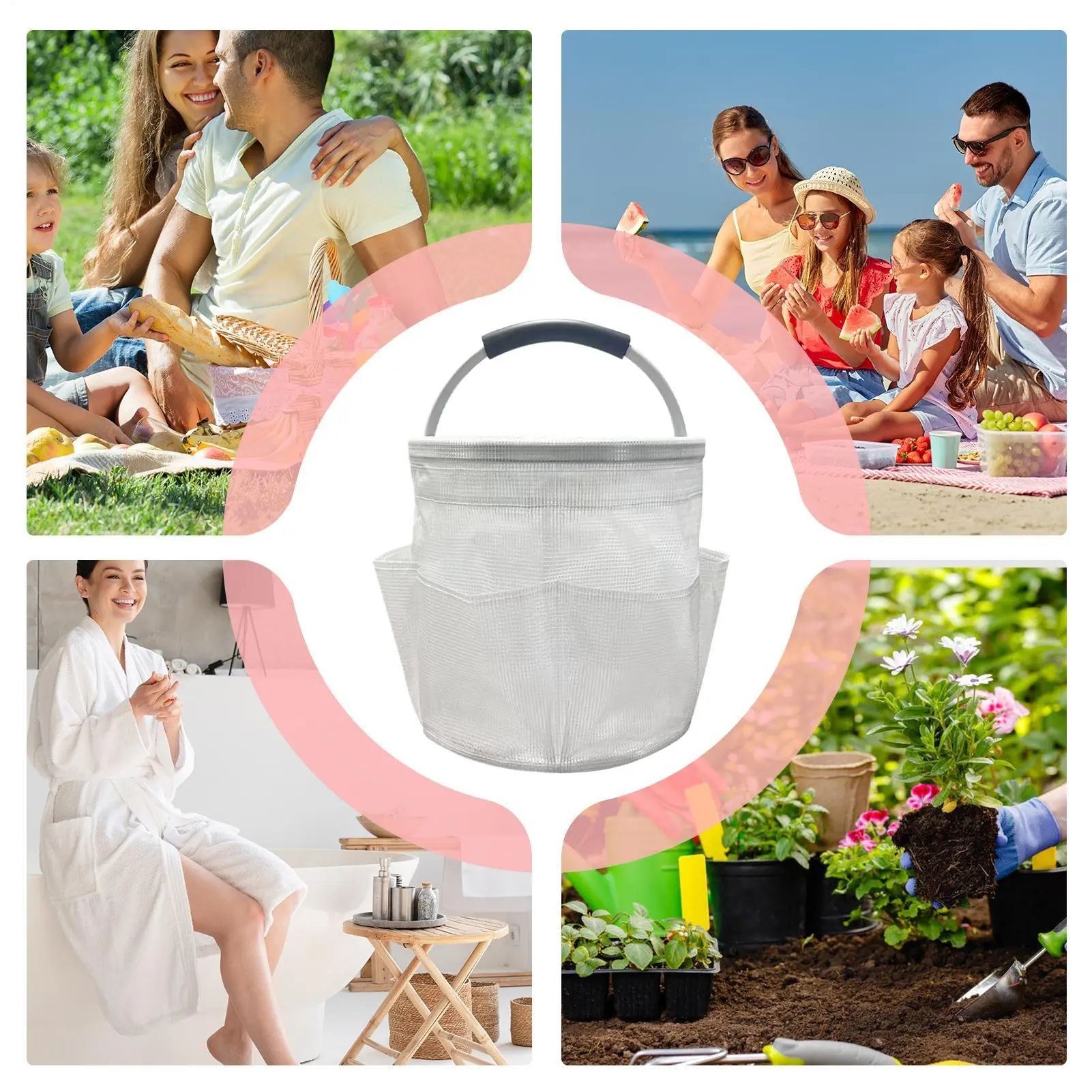 Cleaning Caddy Bag Folding Toiletry Organizer Basket With Handle Large Capacity Outdoor Activity Carrying Bin For Bathroom Dorm