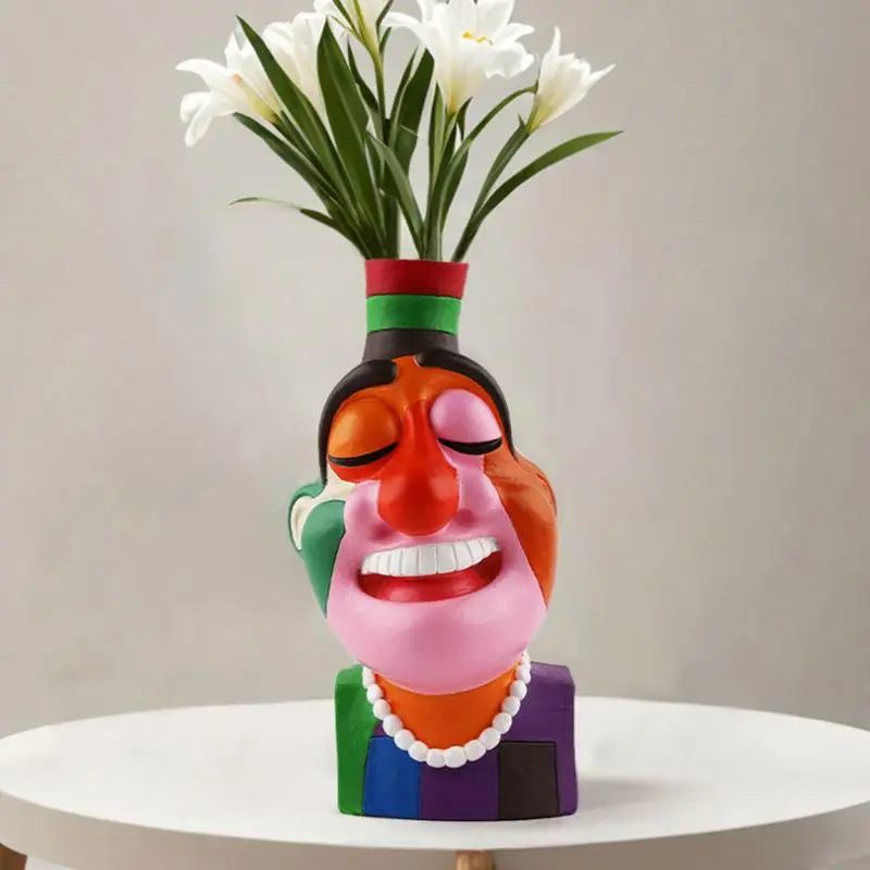 face vase Face Planter Pot Head Vase Boho Style Pots Modern Hand-Painted Decorative Flower Pot Abstract Art Vase Face Flower Pot