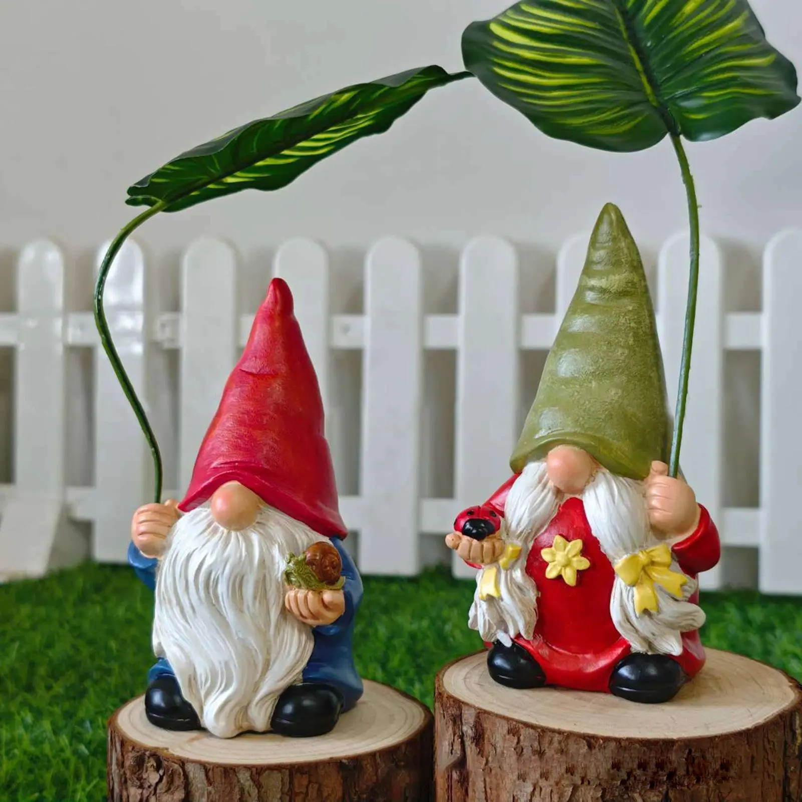 Garden Gnome statue 6.5-inch Gnome figurine decoration Resin Garden Statue Garden Dwarf Statue Ornament Lawn Garden Decor