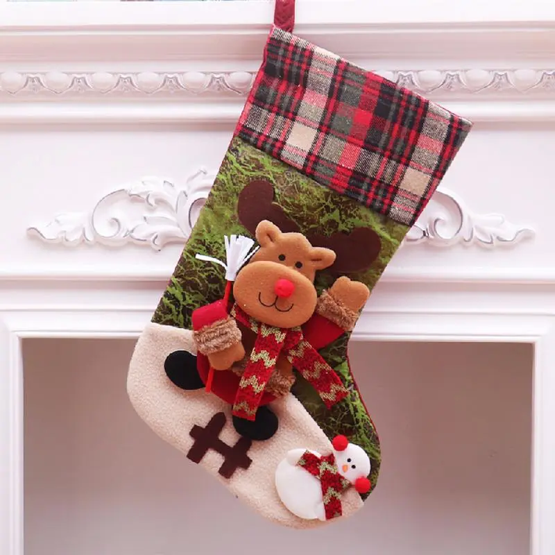 Christmas stockings Christmas Tree cute stockings Christmas Stuffers Candy Bag Christmas Gift Bag Santa Elk Socks Fireplace Deco