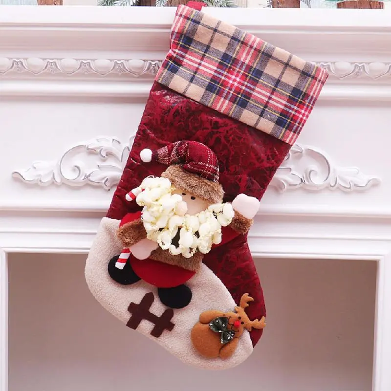 Christmas stockings Christmas Tree cute stockings Christmas Stuffers Candy Bag Christmas Gift Bag Santa Elk Socks Fireplace Deco