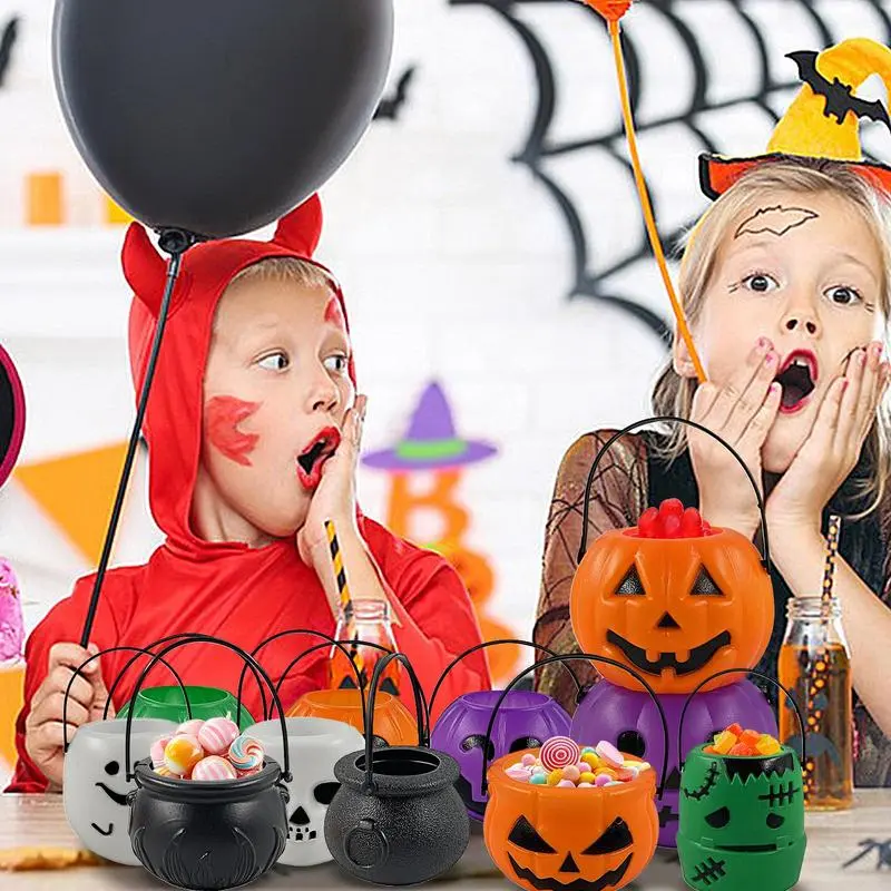 Halloween Treat Buckets 11 Pieces Candy Bucket Goodie Bucket Trick Or Treat Party Bags Portable Trick Or Treat Pail Reusable