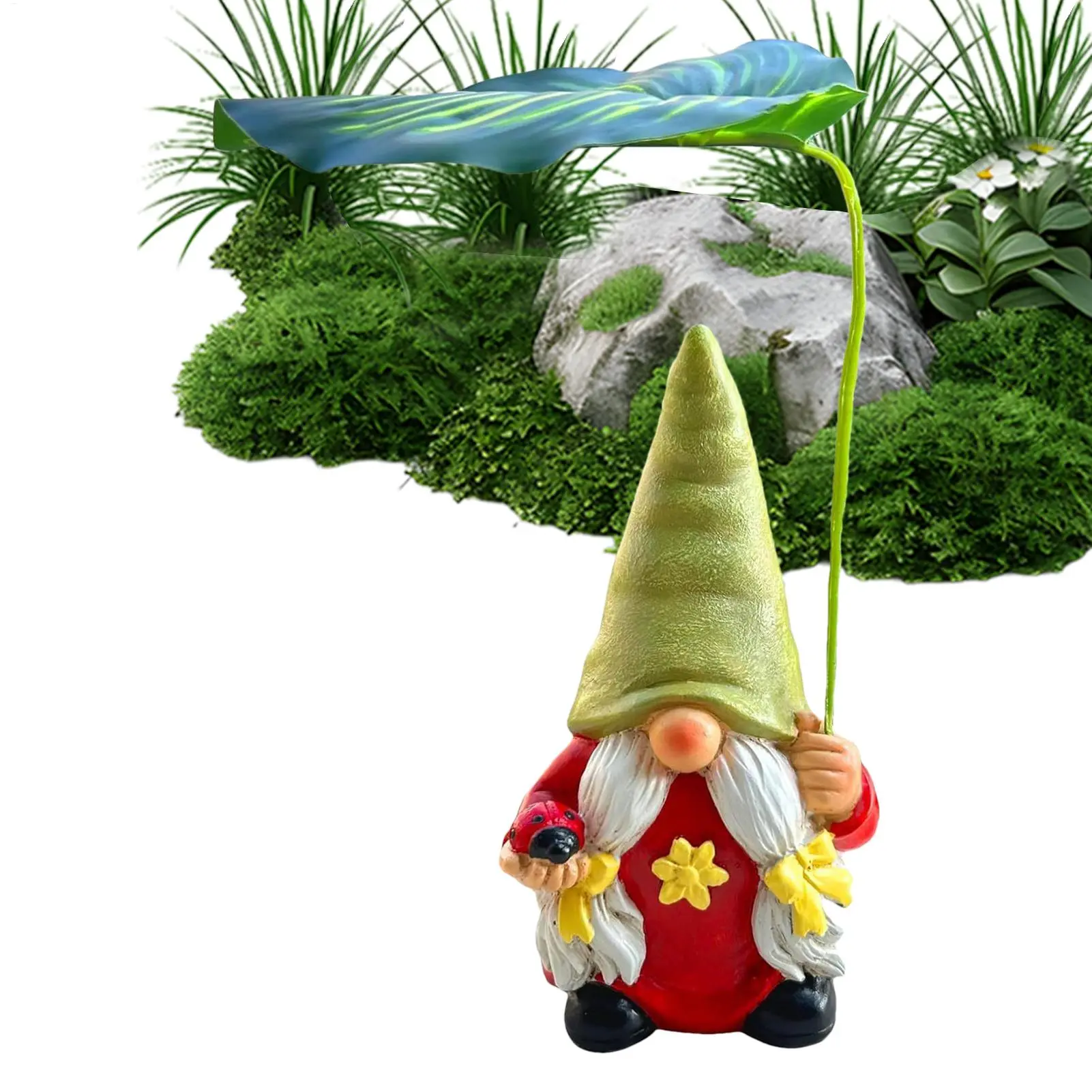 Garden Gnome statue 6.5-inch Gnome figurine decoration Resin Garden Statue Garden Dwarf Statue Ornament Lawn Garden Decor