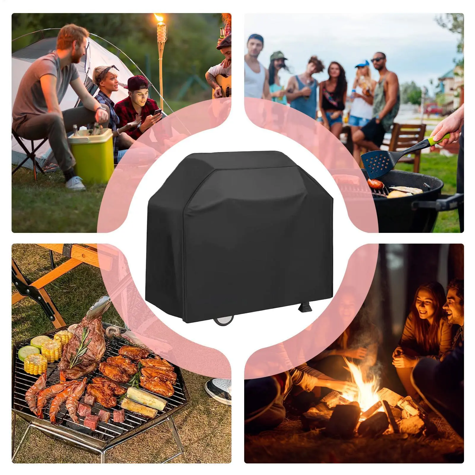 BBQ Covers For Outside BBQ Cart Cover Waterproof Anti-UV Protector For Outdoor Cooking Equipment Camping Picnic Backyard
